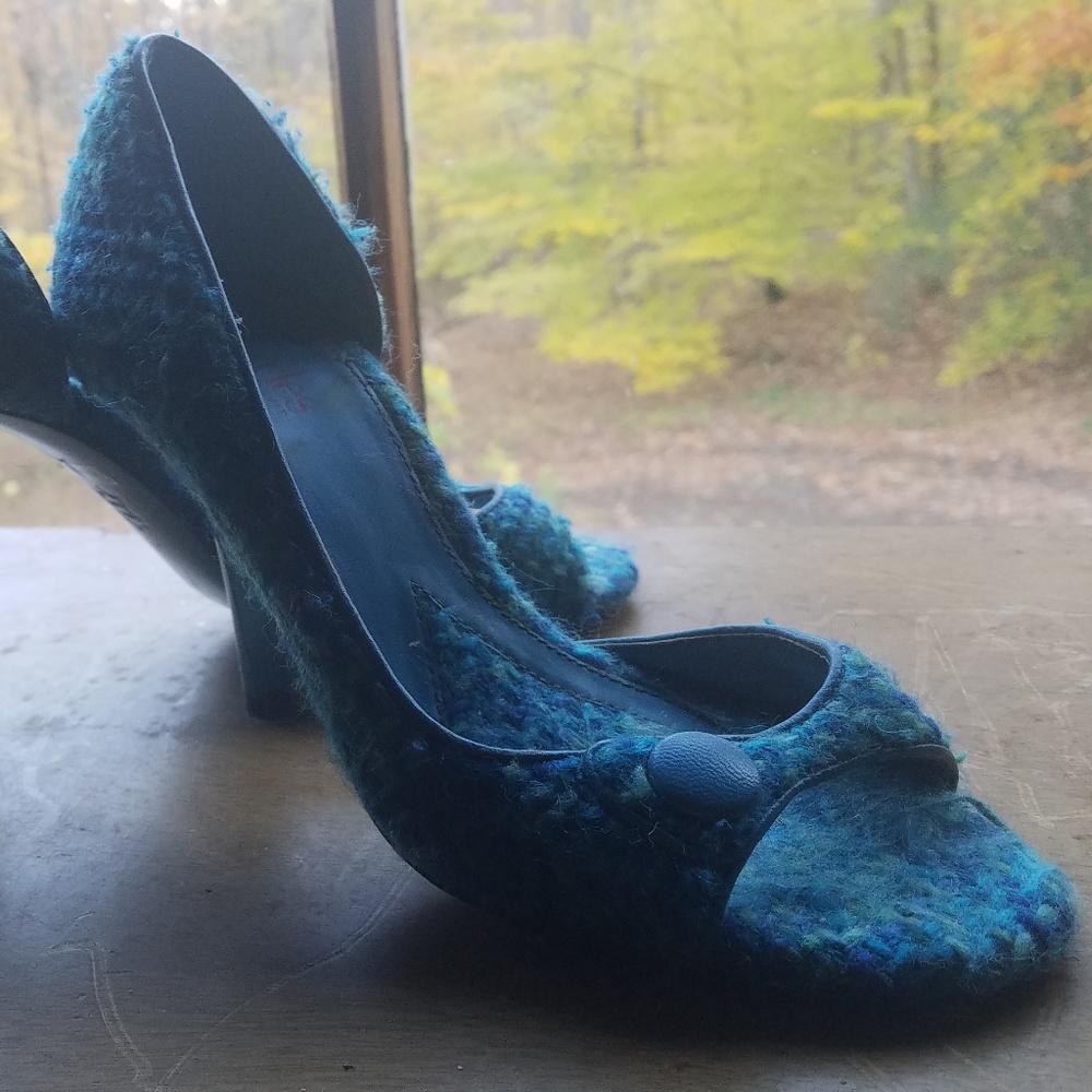 Charles David Teal/blue/green D'Orsay style heels.